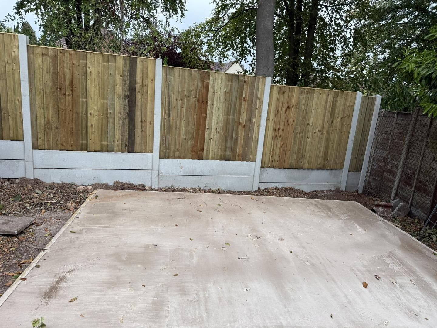 New concrete shed base and fencing, Barnt Green