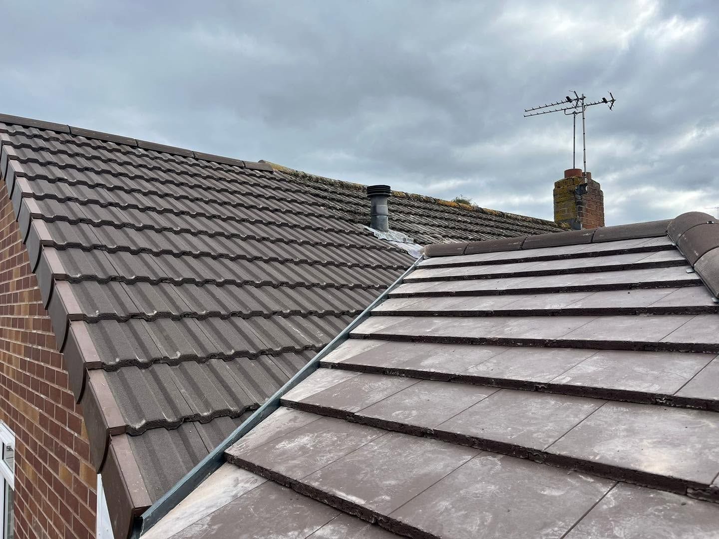 Roof tiles meeting the existing roof, Bewdley