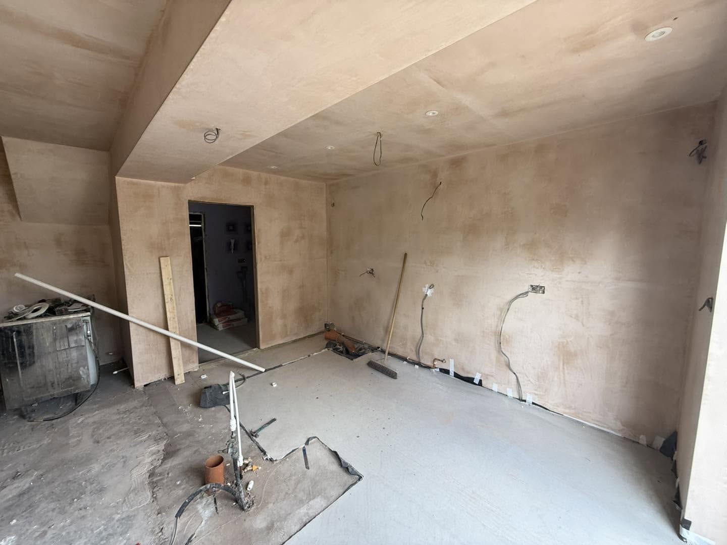 Plastered space ready for the kitchen, Bewdley