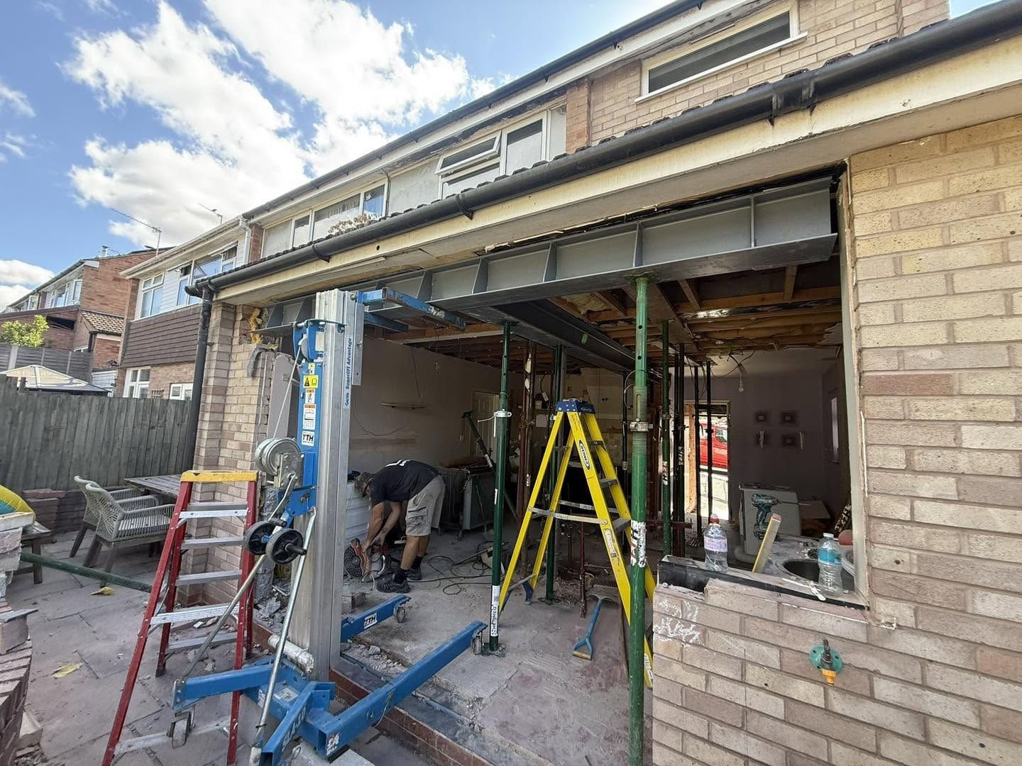 Rear wall opened up with the steel being lifted in, Bewdley