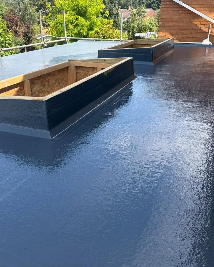GRP fibreglass roof with roof light upstands, Bromsgrove