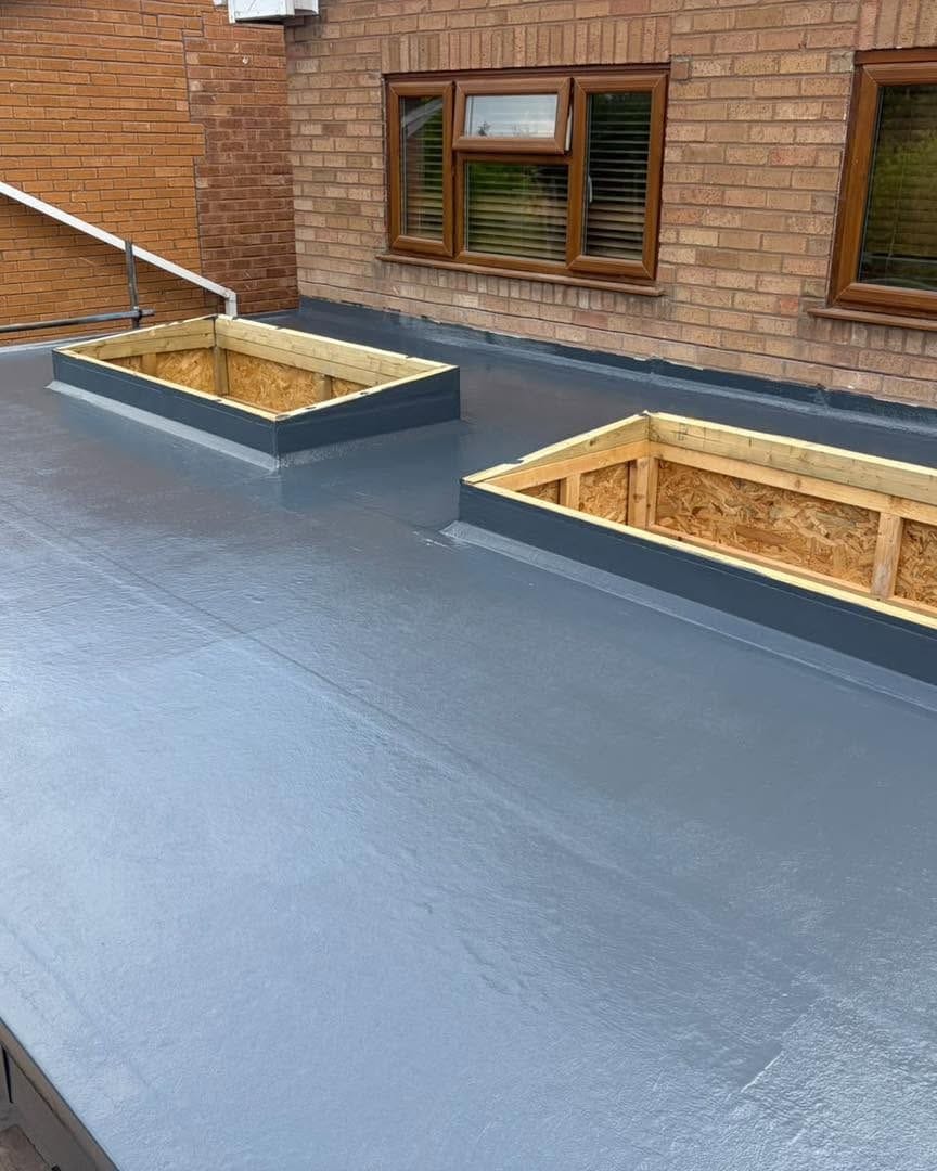 GRP roof with two roof light upstands, Bromsgrove