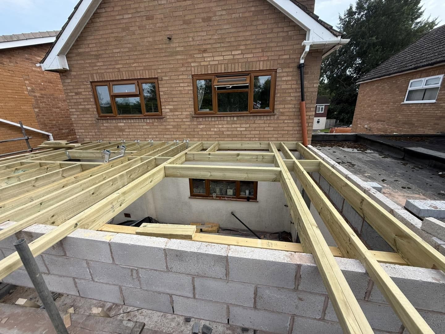 Roof joists over the finished blockwork, Bromsgrove