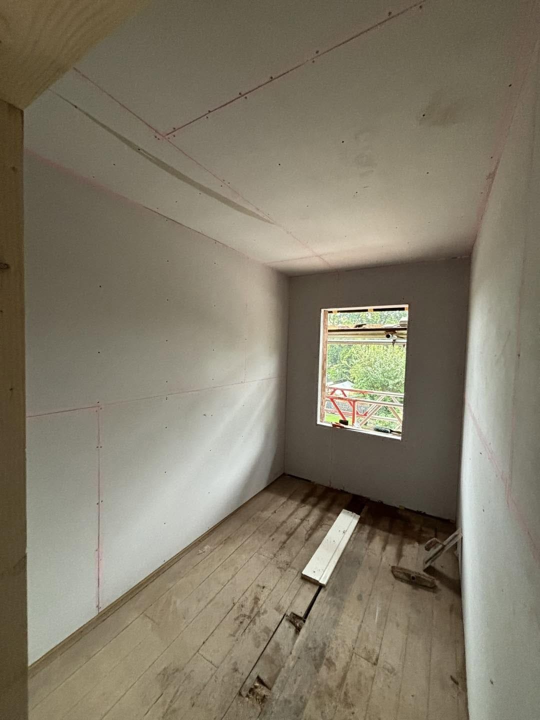 Room boarded before tiling