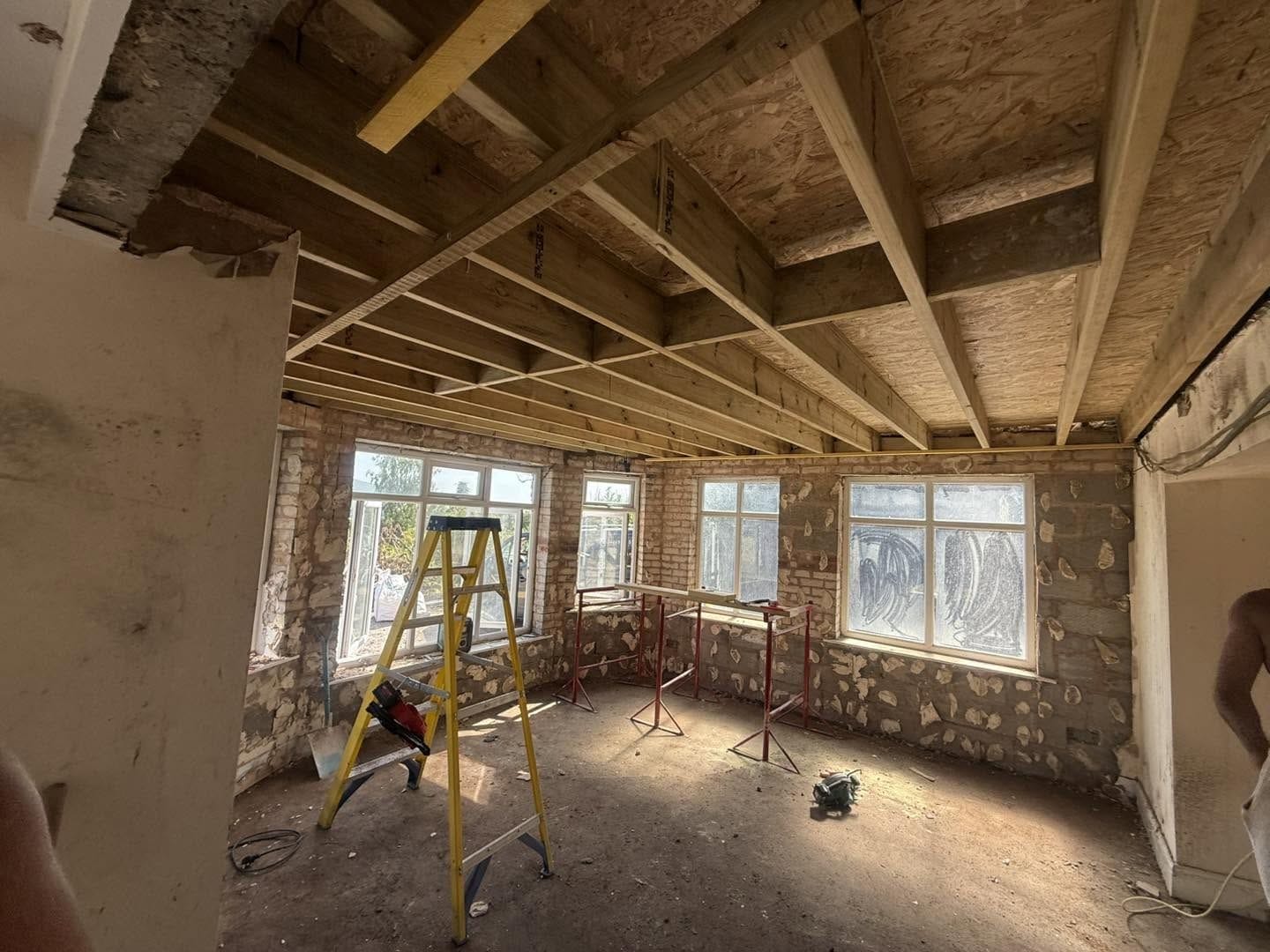 Sunroom roof joists from inside, Clee Hill