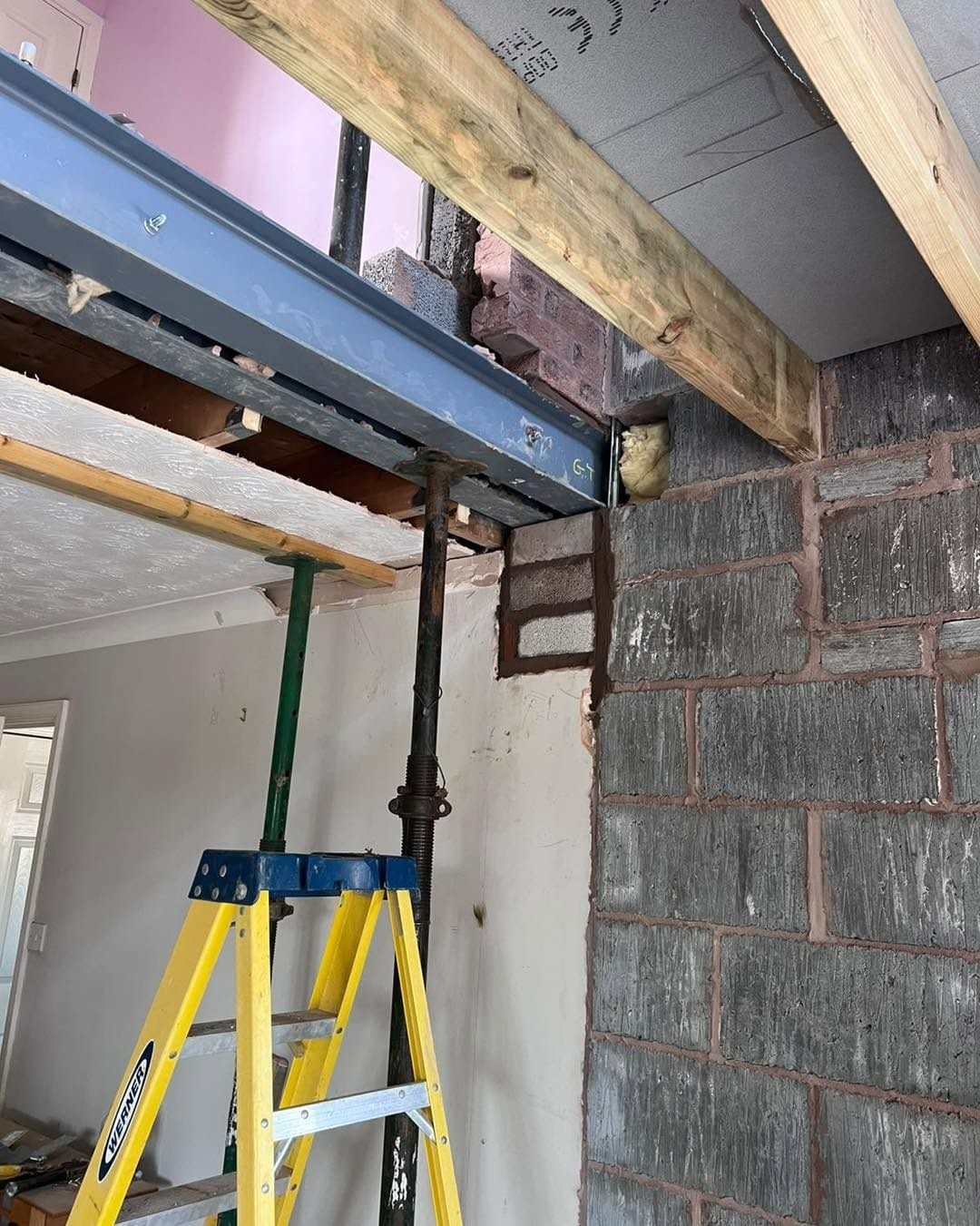 Steel beam bearing on the new blockwork, Droitwich