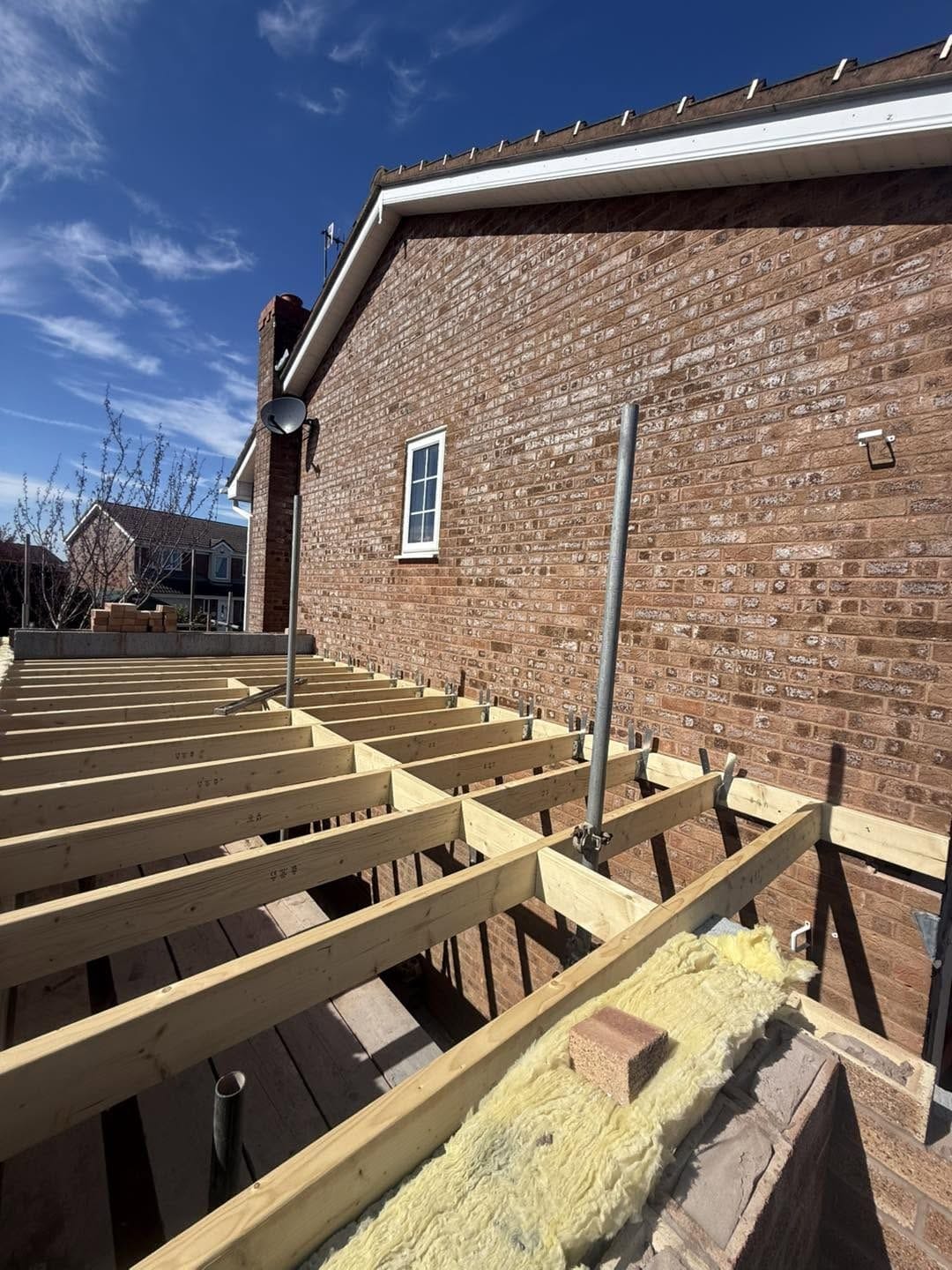 Floor joists being installed on the side extension, Droitwich