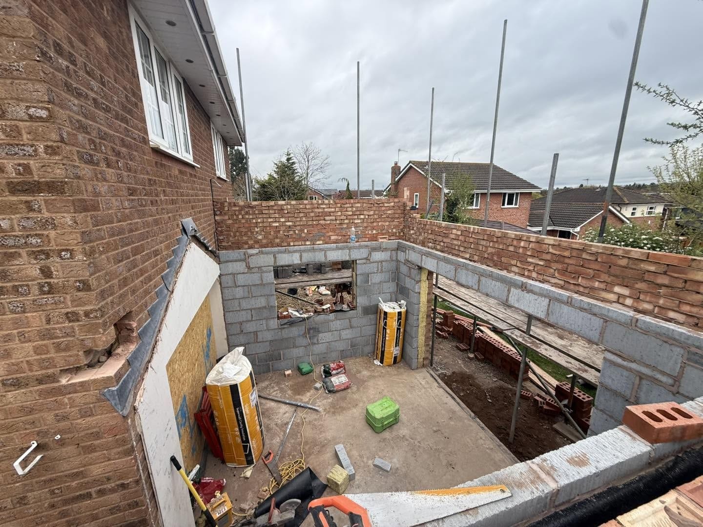 Rear extension blockwork rising, Droitwich