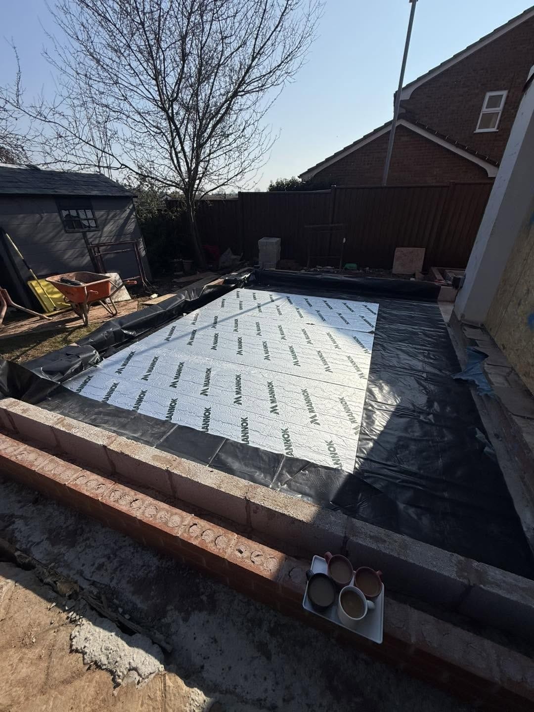 Insulation boards laid ready for the oversite concrete, Droitwich