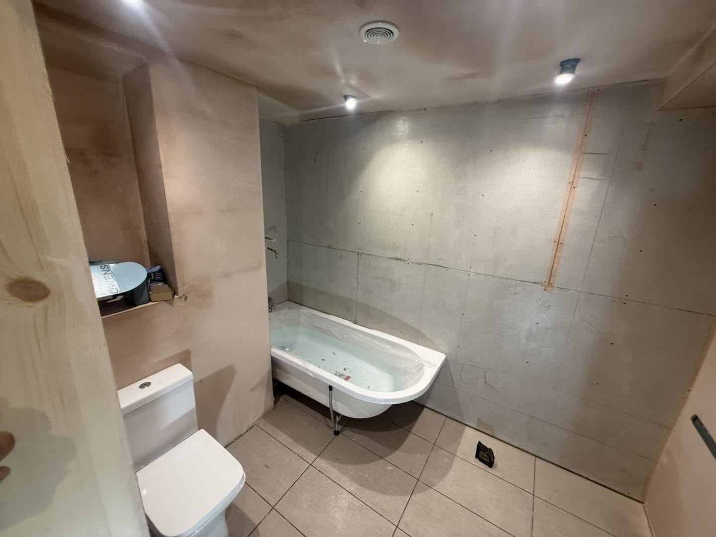 Bathroom fitted before finishing