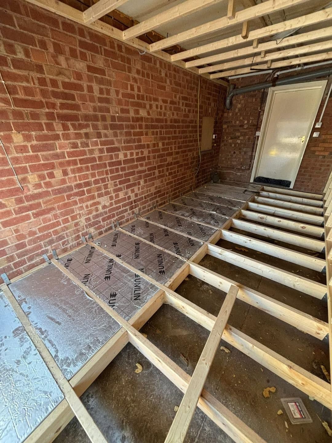 New floor joists with insulation