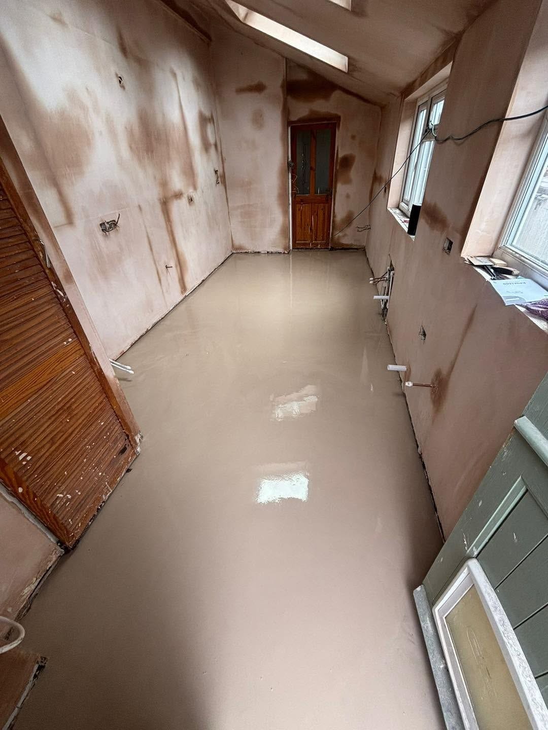 Floor levelled ready for tiles, Kidderminster