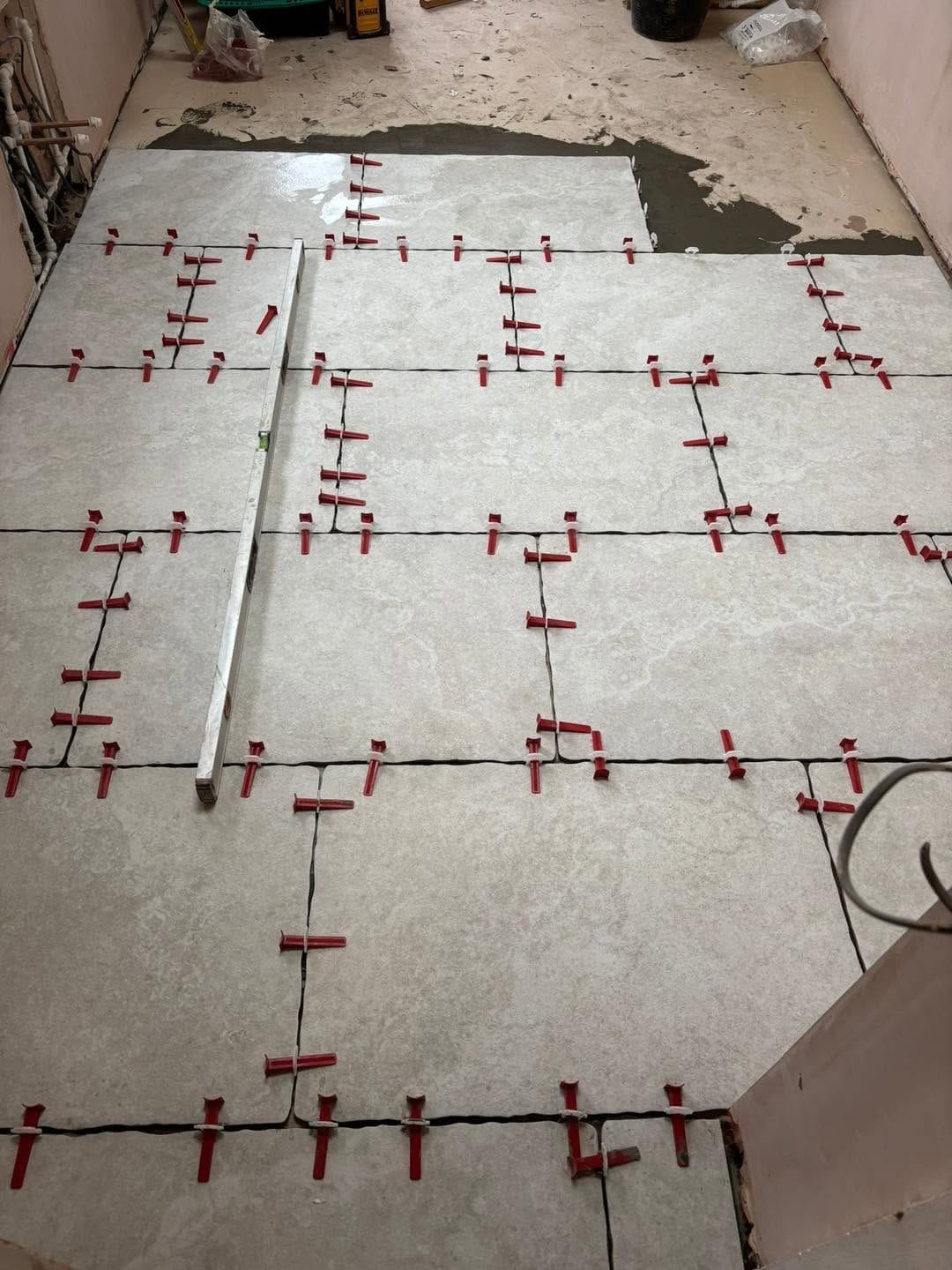 Floor tiling in progress, Kidderminster