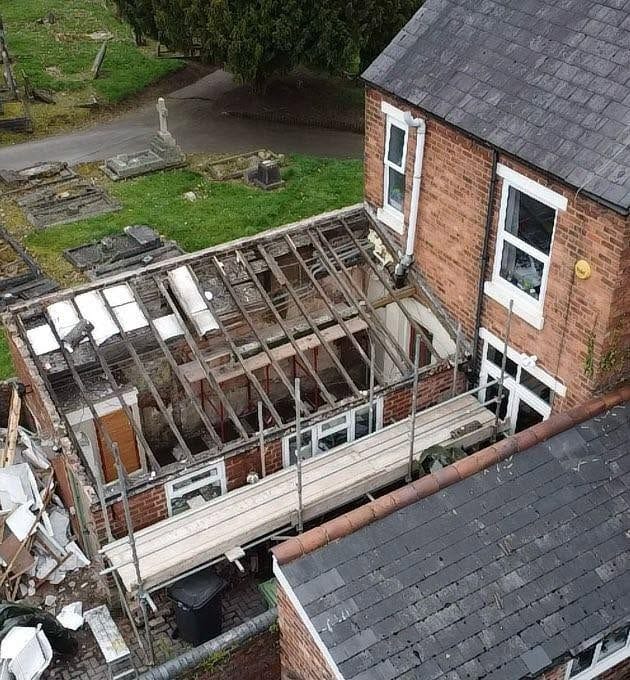Aerial view of the new rafters, Kidderminster