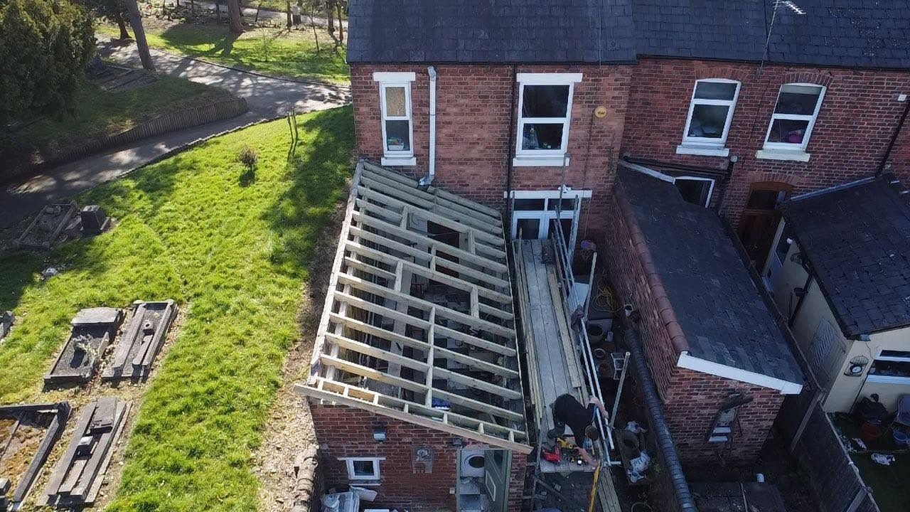 Aerial view of the roof structure, Kidderminster