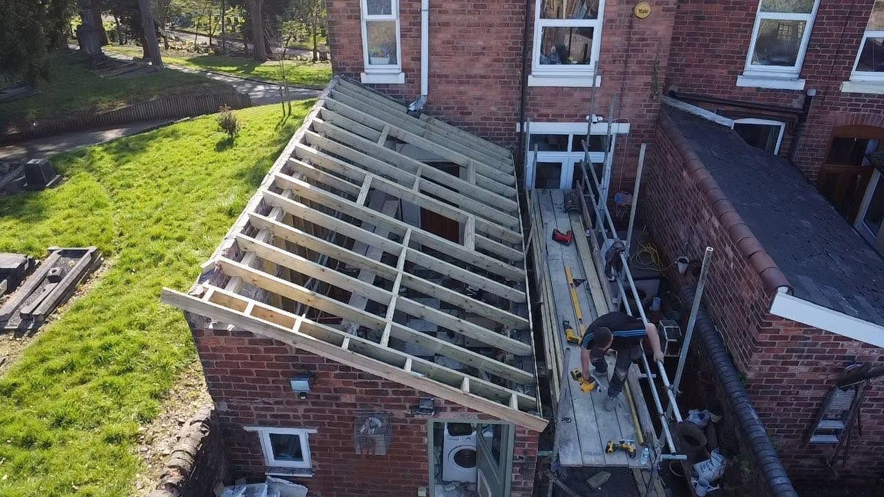 Aerial view of the roof structure, second angle, Kidderminster