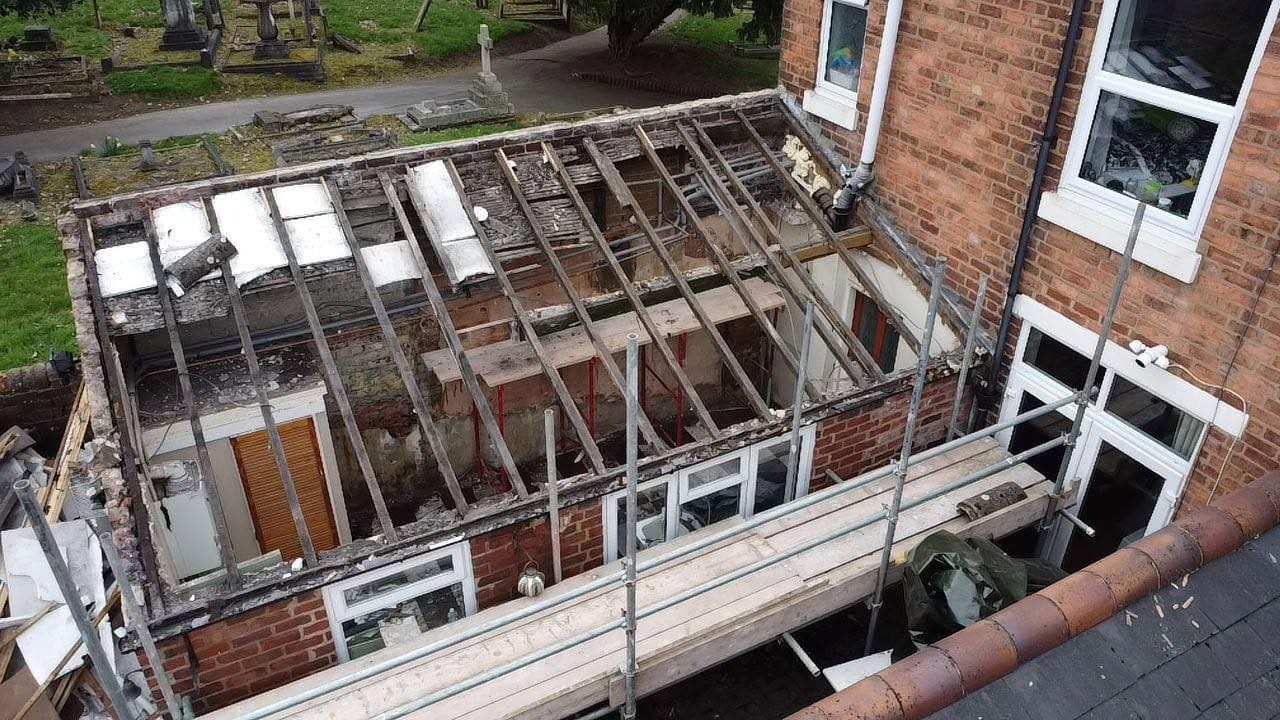 Old roof being stripped, Kidderminster