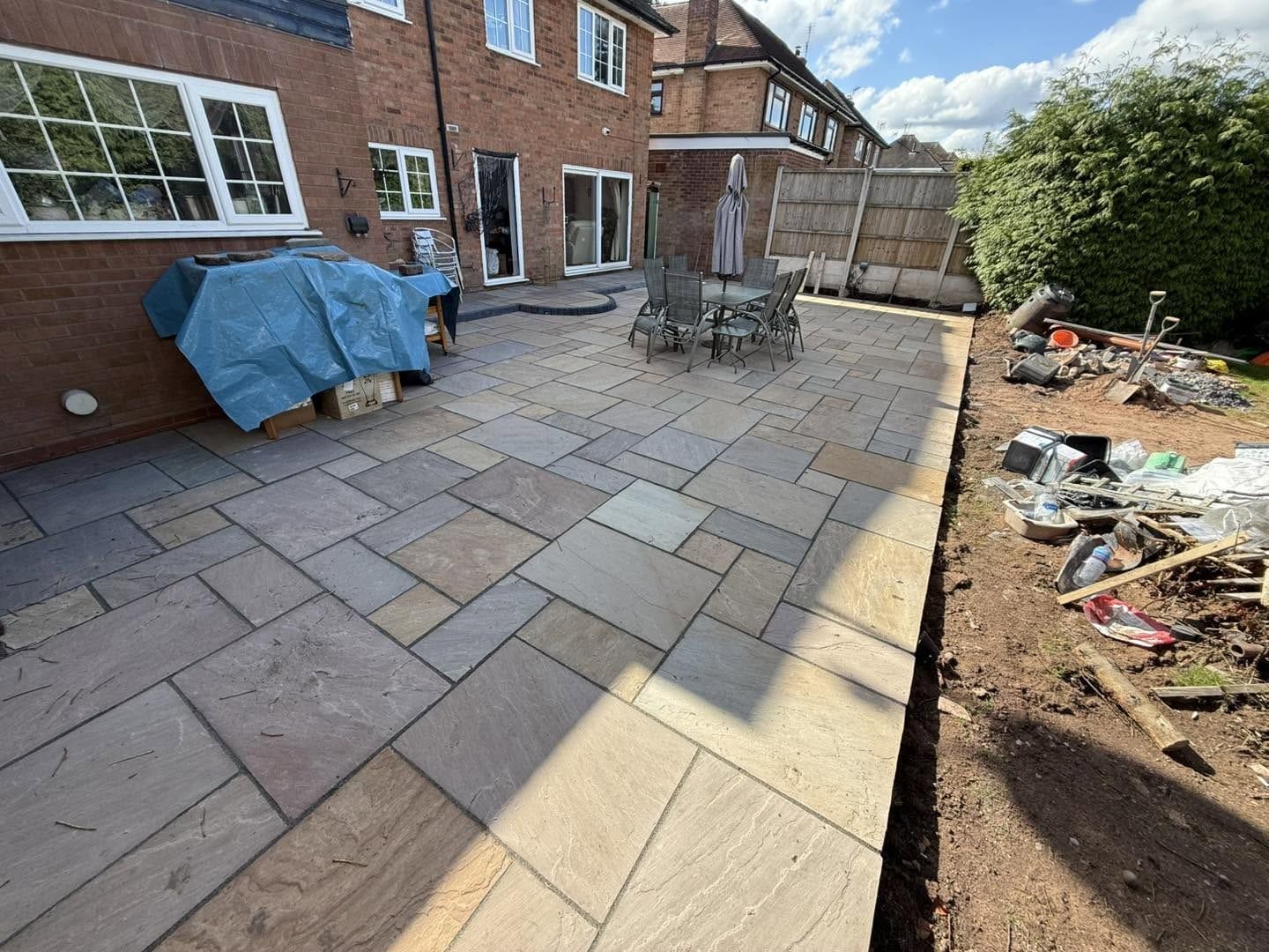 Finished patio along the back of the house, Kidderminster