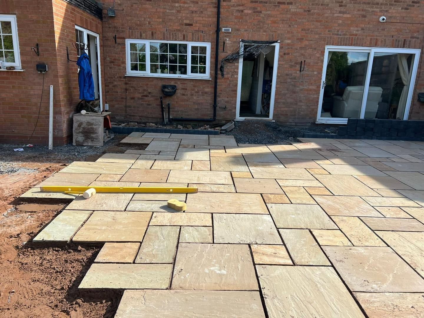 Patio slabbing in progress, Kidderminster