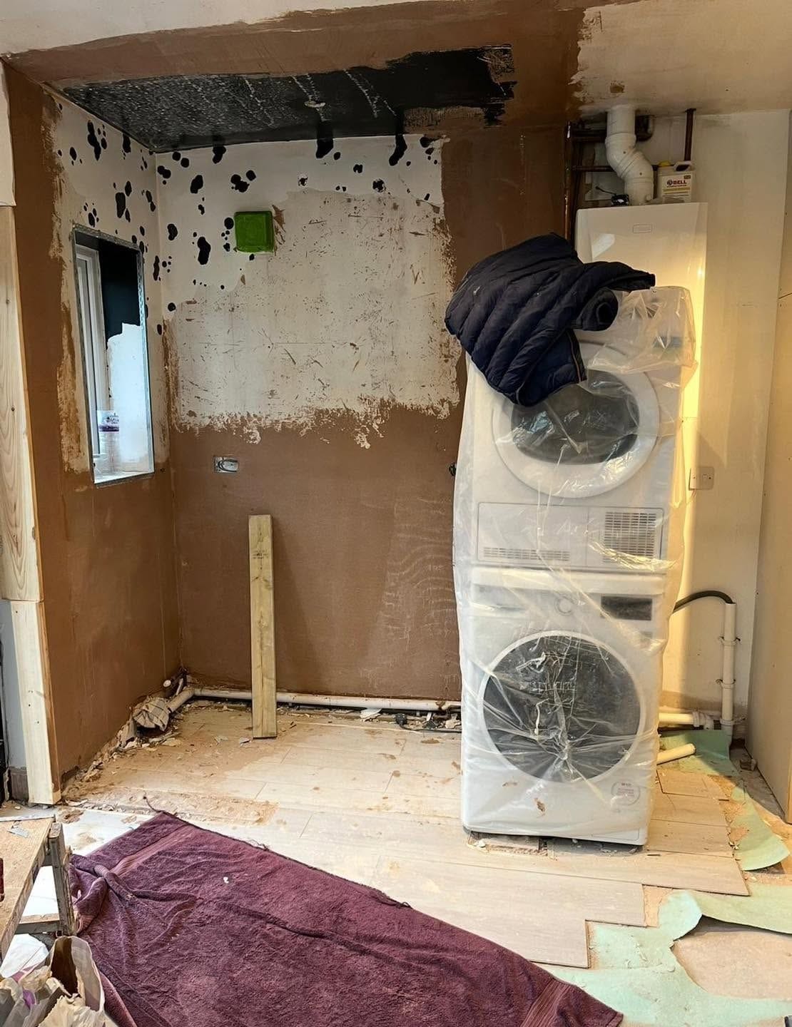 Utility area during the work