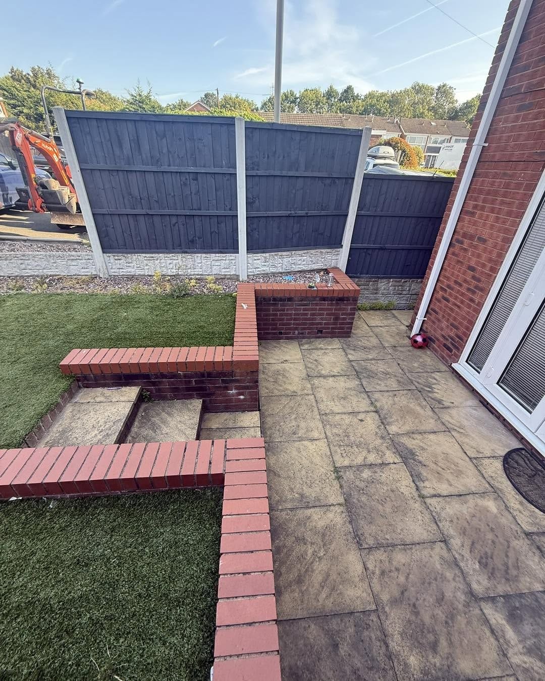 Garden before, with old steps and patio