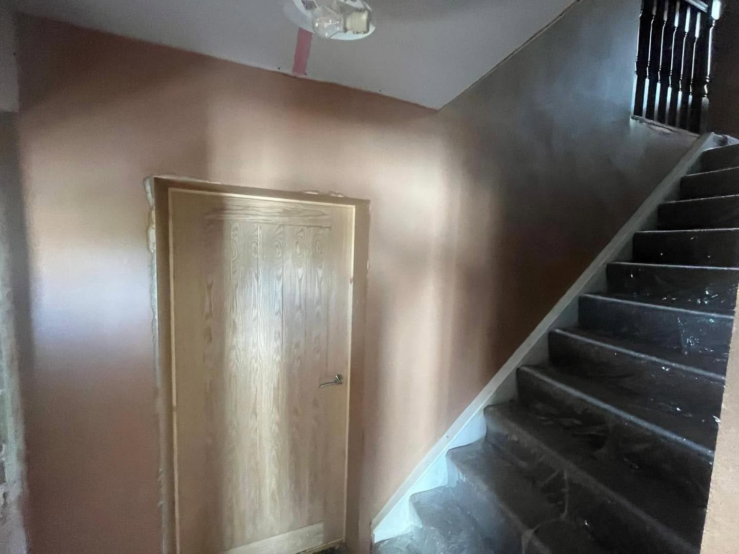 Hallway with new oak door and staircase, Ludlow