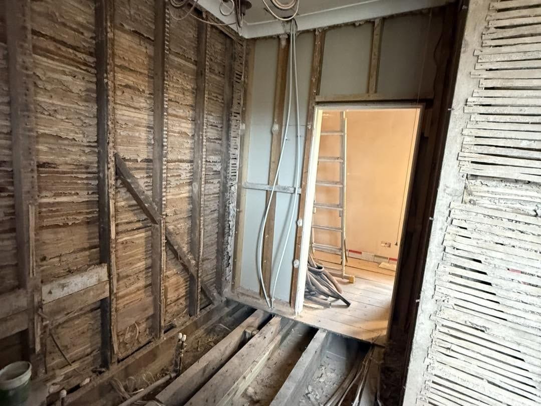 Bathroom stripped back to the timber frame, Ludlow