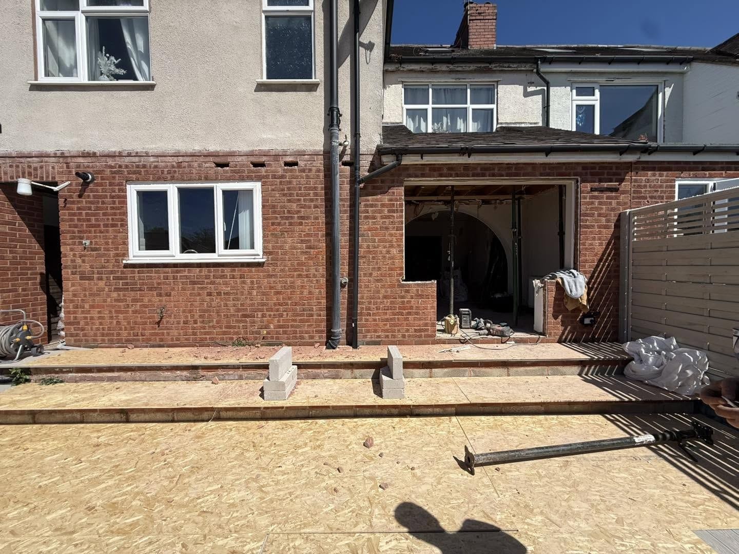 Rear of the house with the old back wall opened up, Stourport-on-Severn