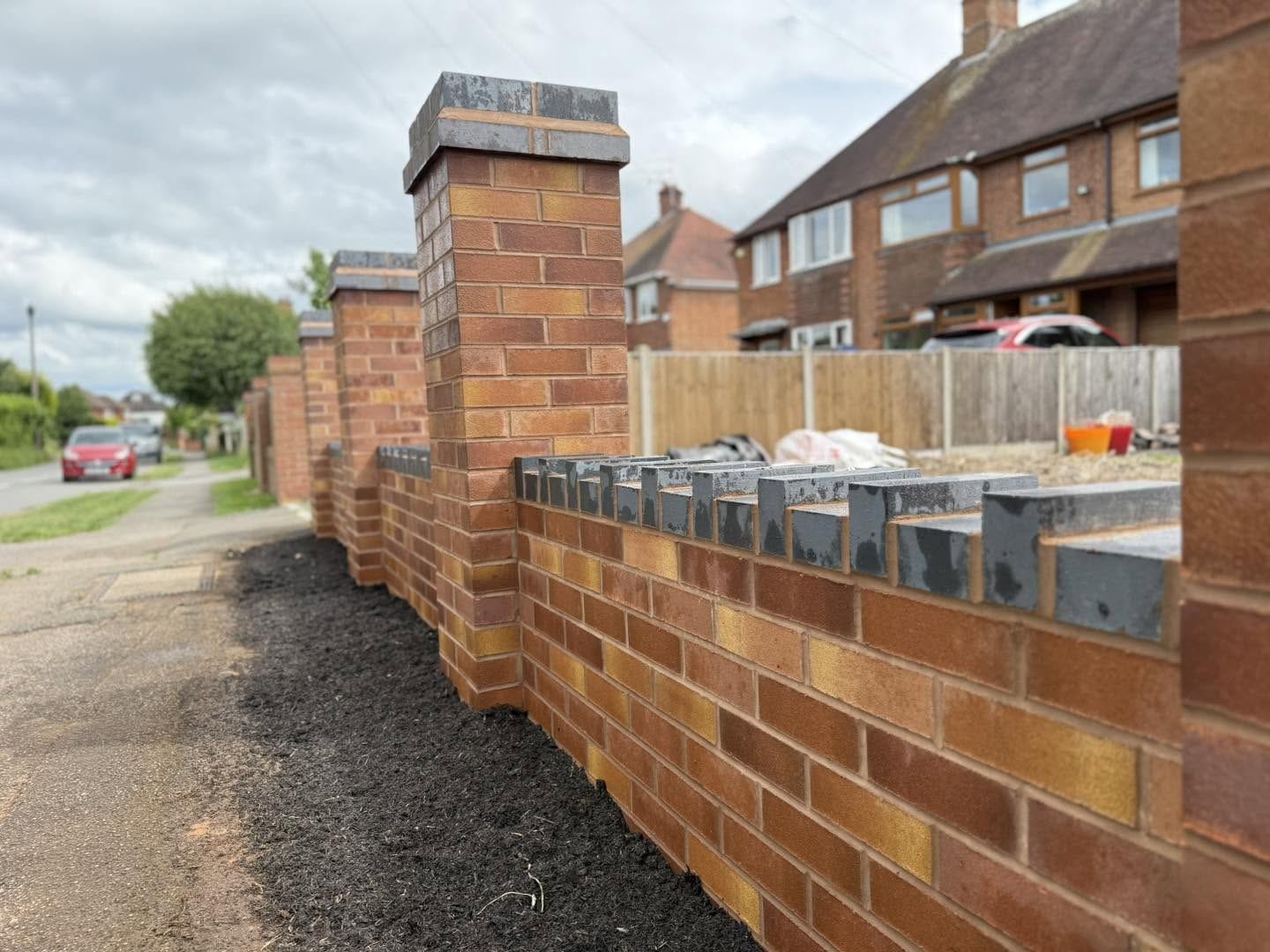 New wall and pillar, second view, Worcester
